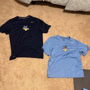 Nike Women's Navy and Light Blue Short Sleeve Tees